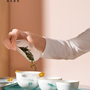 家用 玛戈隆特 功夫整套一壶两杯便携式 旅行茶具 骨瓷便携套装