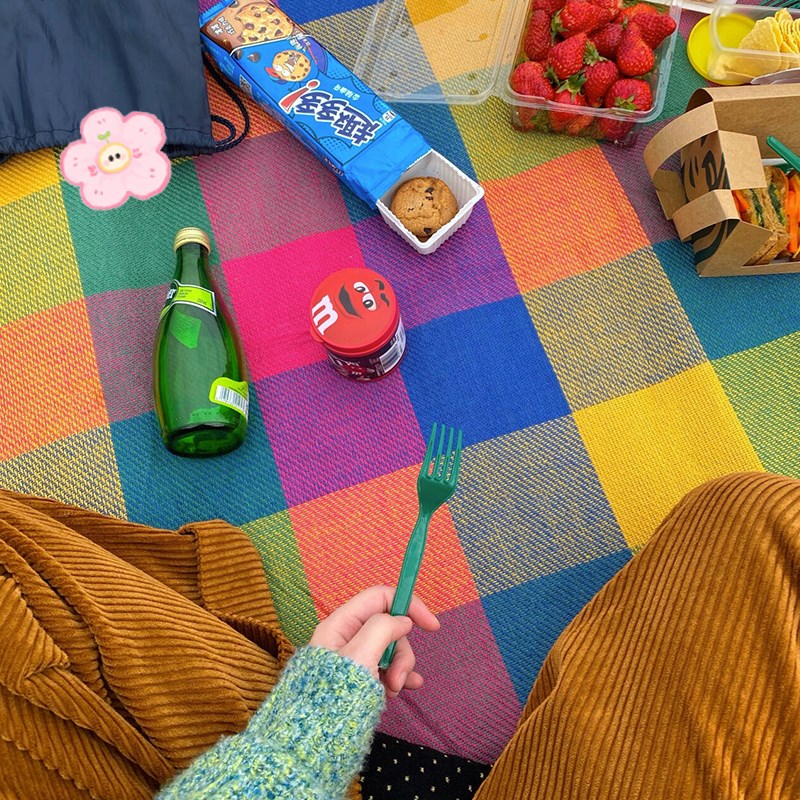 复古格子野餐垫露营帐篷防潮垫子野外沙滩垫子野营地布野餐垫地席
