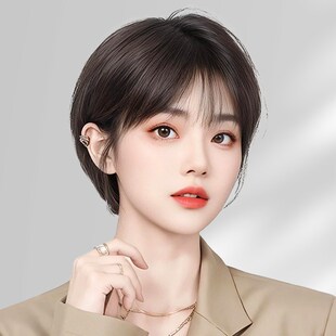 假发全头套女2025新款时尚短发减龄波波头自然无痕真发黑色假发套
