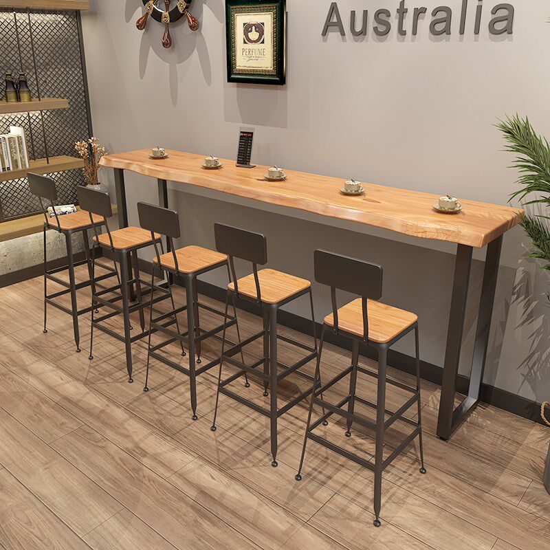 实木吧台高脚桌简约咖啡吧台桌简约家用桌子奶茶店靠墙简约长条桌