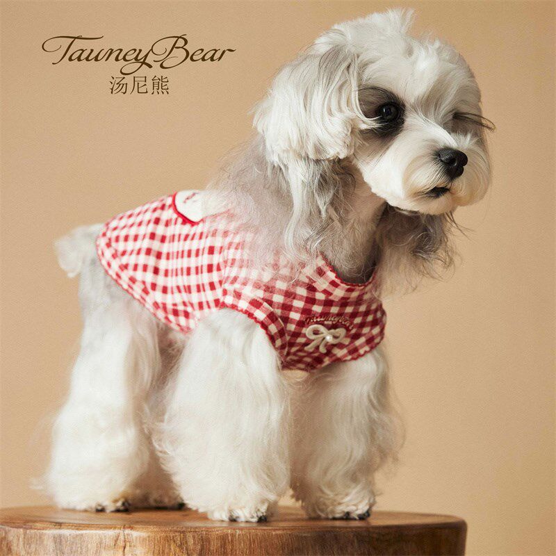 汤尼熊小狗狗衣服春夏季薄款雪纳瑞泰迪比熊博美柴犬猫咪背心裙子