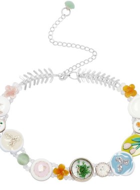 RORY 小众设计甜酷重工串珠拼色纽扣元素项链颈链女