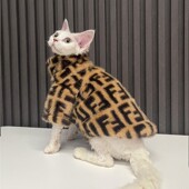 任发财无毛猫衣服斯芬克斯猫德文衣服潮牌加厚皮草外套秋冬款