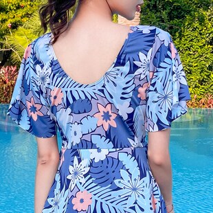 连体度假泳装 度假泡温泉显瘦大胸聚拢裙式 女 泳衣胖妈妈夏季 大码