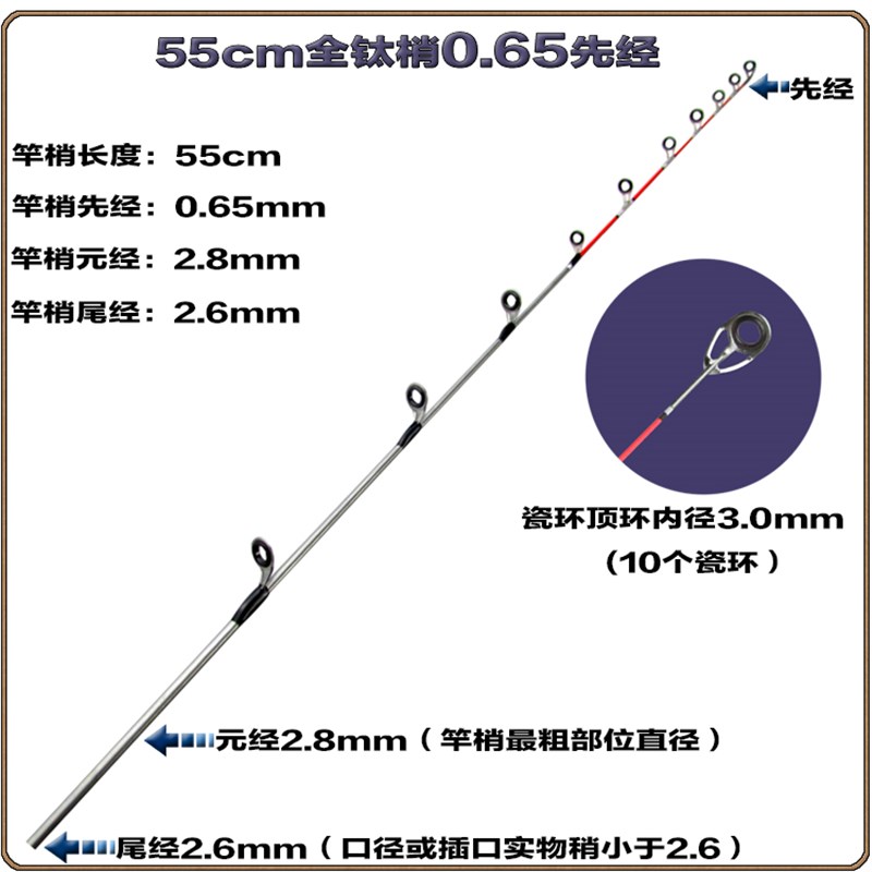 筏竿竿梢半钛稍全钛合金杆梢LED夜光灯竿梢岸抛稍阀竿手把节