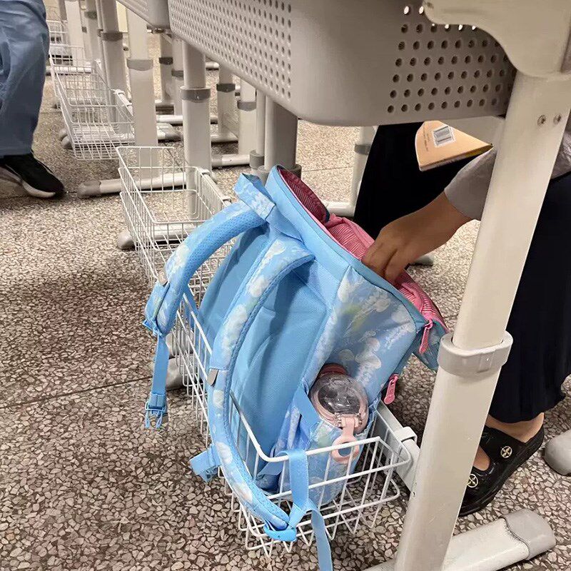 铁艺学生书桌挂篮多功能收纳书架整理架学校桌子书包放置篮