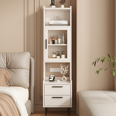 实木床头柜简约现代小户型高款家用卧室收纳柜极窄储物柜子置物架