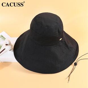 防晒帽子女春夏季大帽檐可折叠防紫外线太阳帽大头围遮阳帽渔夫帽