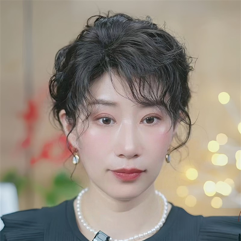 头顶补发片真发假发片遮盖白发头顶遮盖片刘海头顶蓬松头顶卷发片