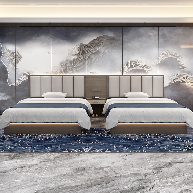 酒店家具标间全套单标间民宿旅馆客房大床公寓宾馆床双床专用定制