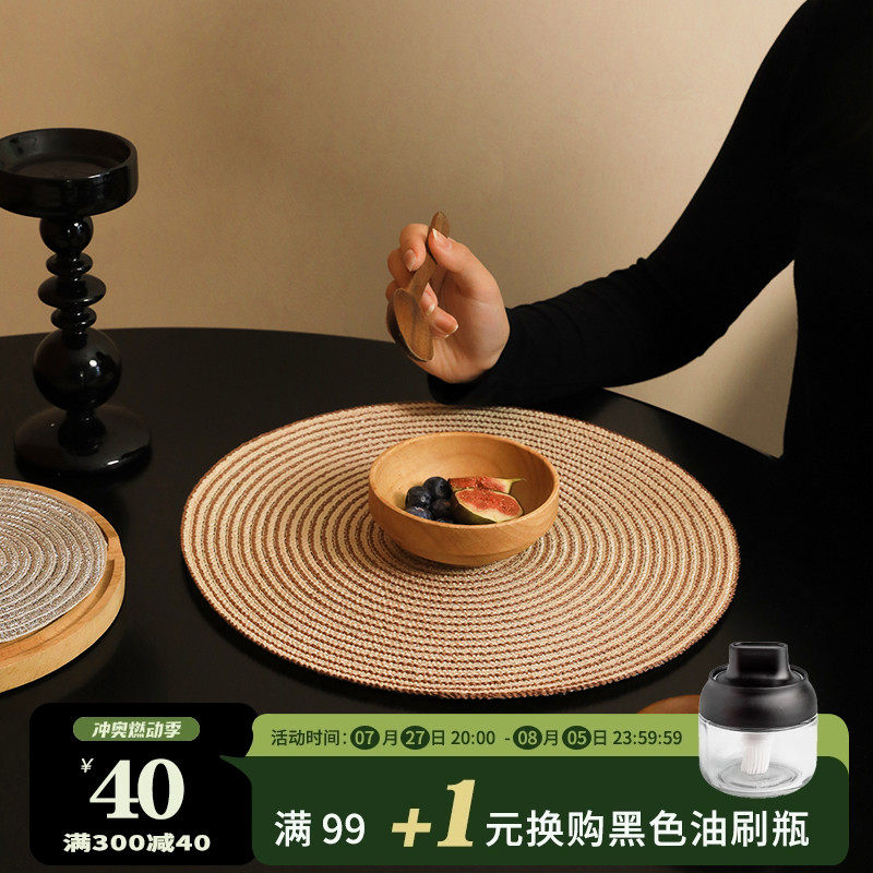 圆形棉纱隔热垫耐高温家用防滑螺纹编织杯垫餐桌垫子厨房防烫锅垫,居家布艺,餐垫,淘宝优惠券,粉丝福利购,淘宝优惠卷