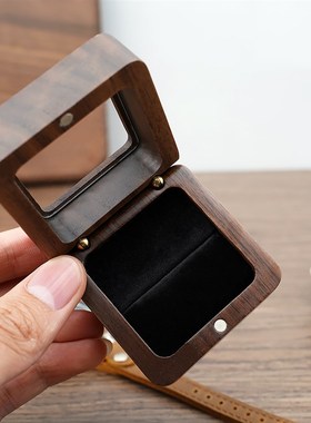 焦步首饰盒收纳盒戒指盒高级感实木婚礼求婚结婚对戒盒钻戒盒创意