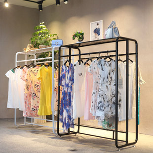 铁艺中岛架双排中间货架男装女装店服装展示架双杠落地陈列架简约
