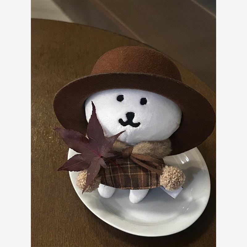 英伦学院10cm15cm娃衣自嘲熊衣服套装帽子格子斗篷棉花娃娃换装