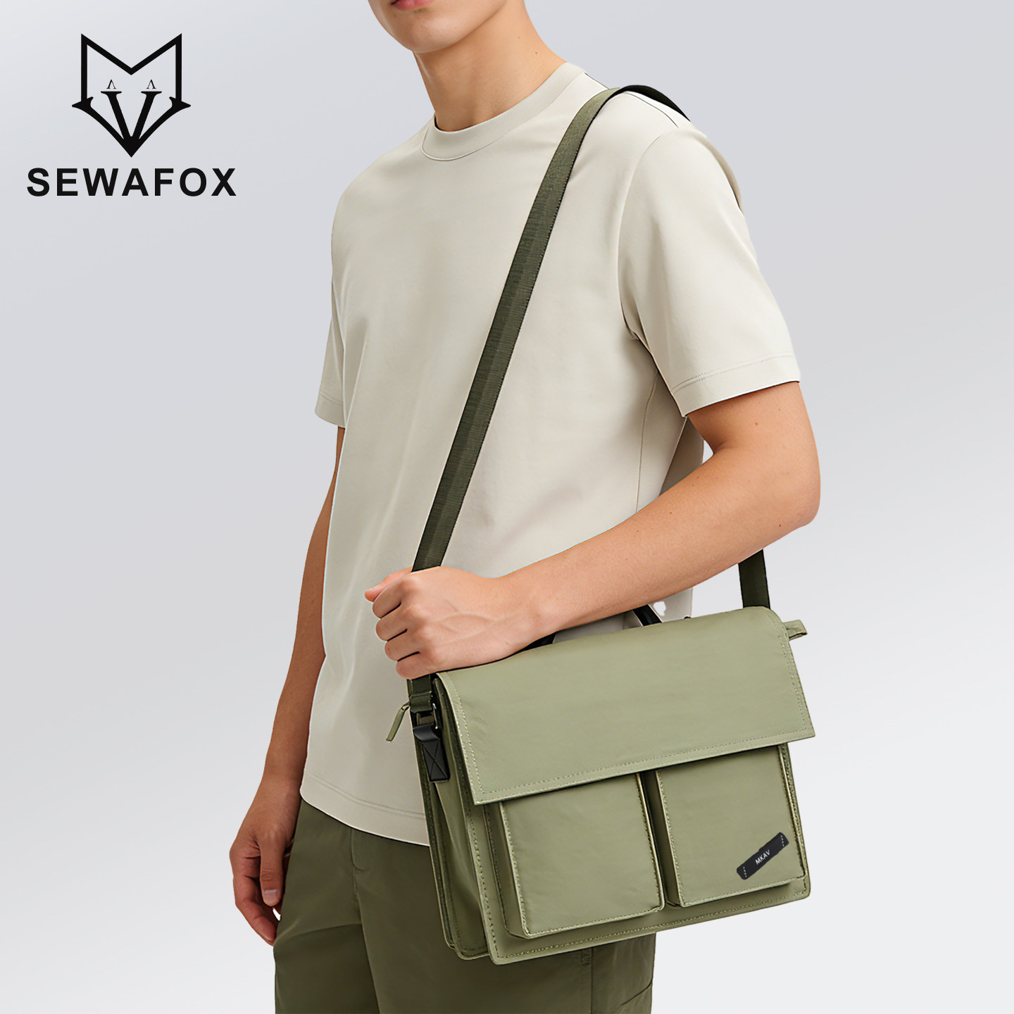 SEWAFOX/塞瓦狐简约通勤斜挎包轻便大容量11寸男士单肩包小型女包