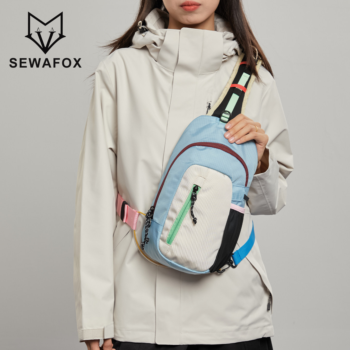 休闲运动斜挎包男女同款背包旅游轻便户外三合一单肩包胸包骑行包