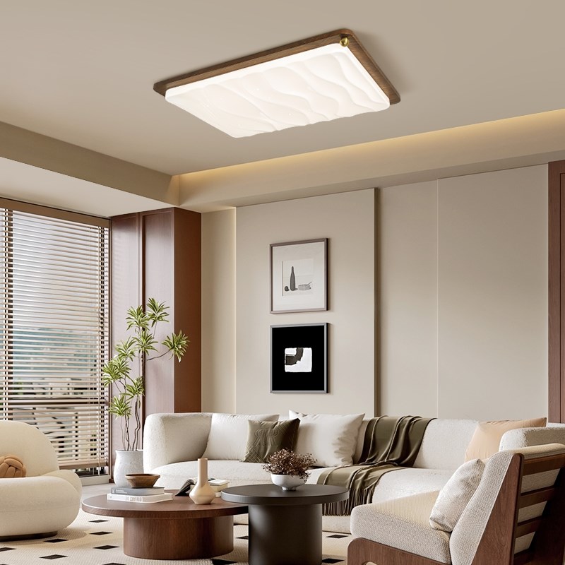 尊柏中古风客厅主灯大厅智能全光谱护眼灯具胡桃木新中式吸顶灯