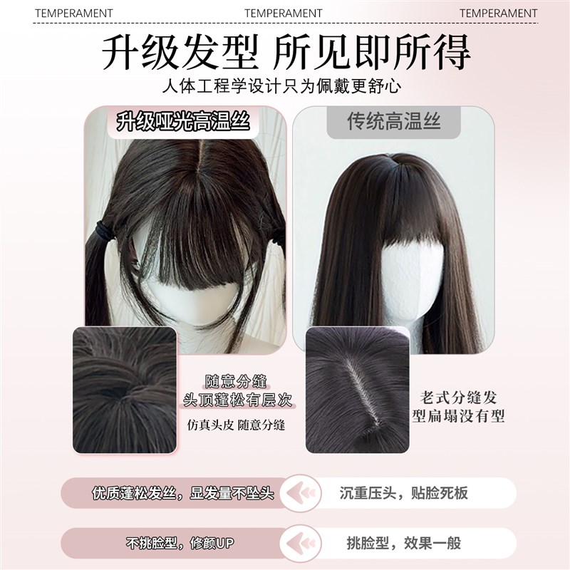 喵喵岛假发女lolita长直发双马尾jk少萝自然齐浏海黑长直全头套