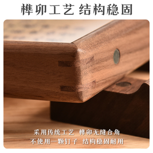 中式黑胡桃实木古风书法字画剪纸装裱画框双面透明相框摆台带底座