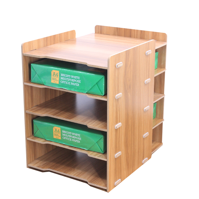 加厚多层竖款文件架木质桌面收纳盒办公收纳架A4纸桌上置物架
