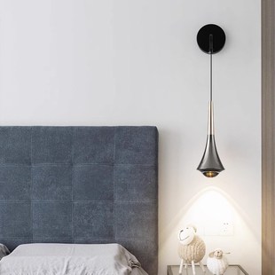 极简吊臂壁灯卧室床头LED墙灯轻奢高级感下吊线过道背景墙灯饰