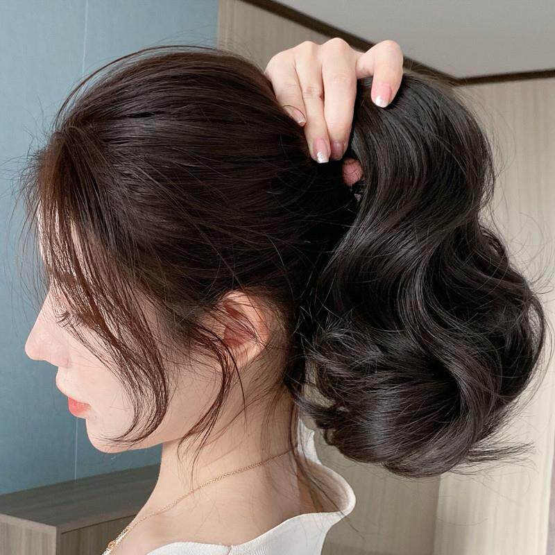 马尾假发女微卷内扣短马尾卷发仿真人发丝网红自然高马尾假发辫子