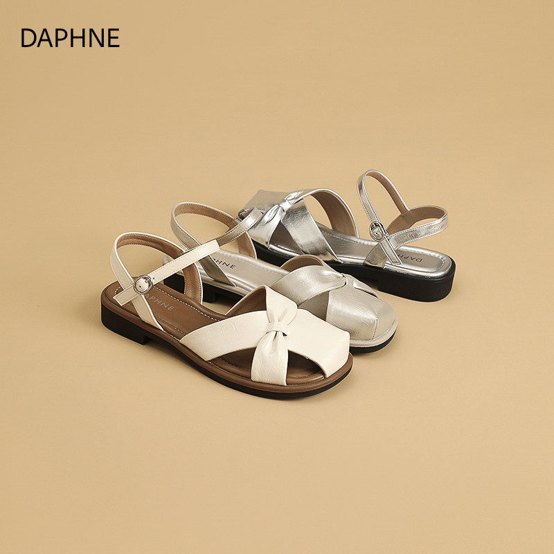 Daphne/达芙妮2026新款时尚百搭包头凉鞋女外穿平底休闲凉