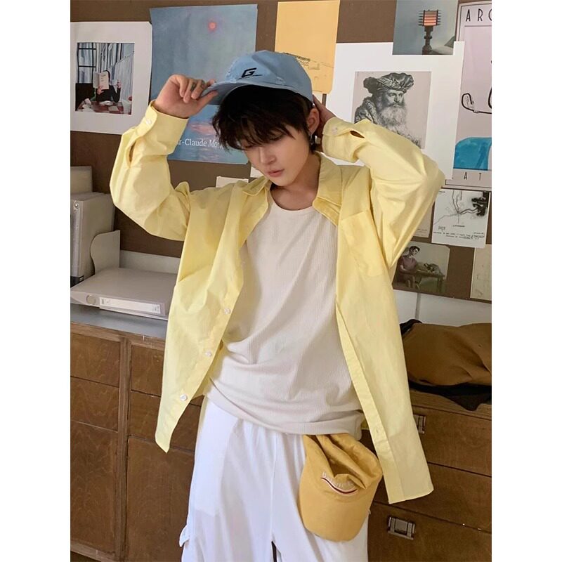 黄色防晒衬衫男女款夏季韩系图片
