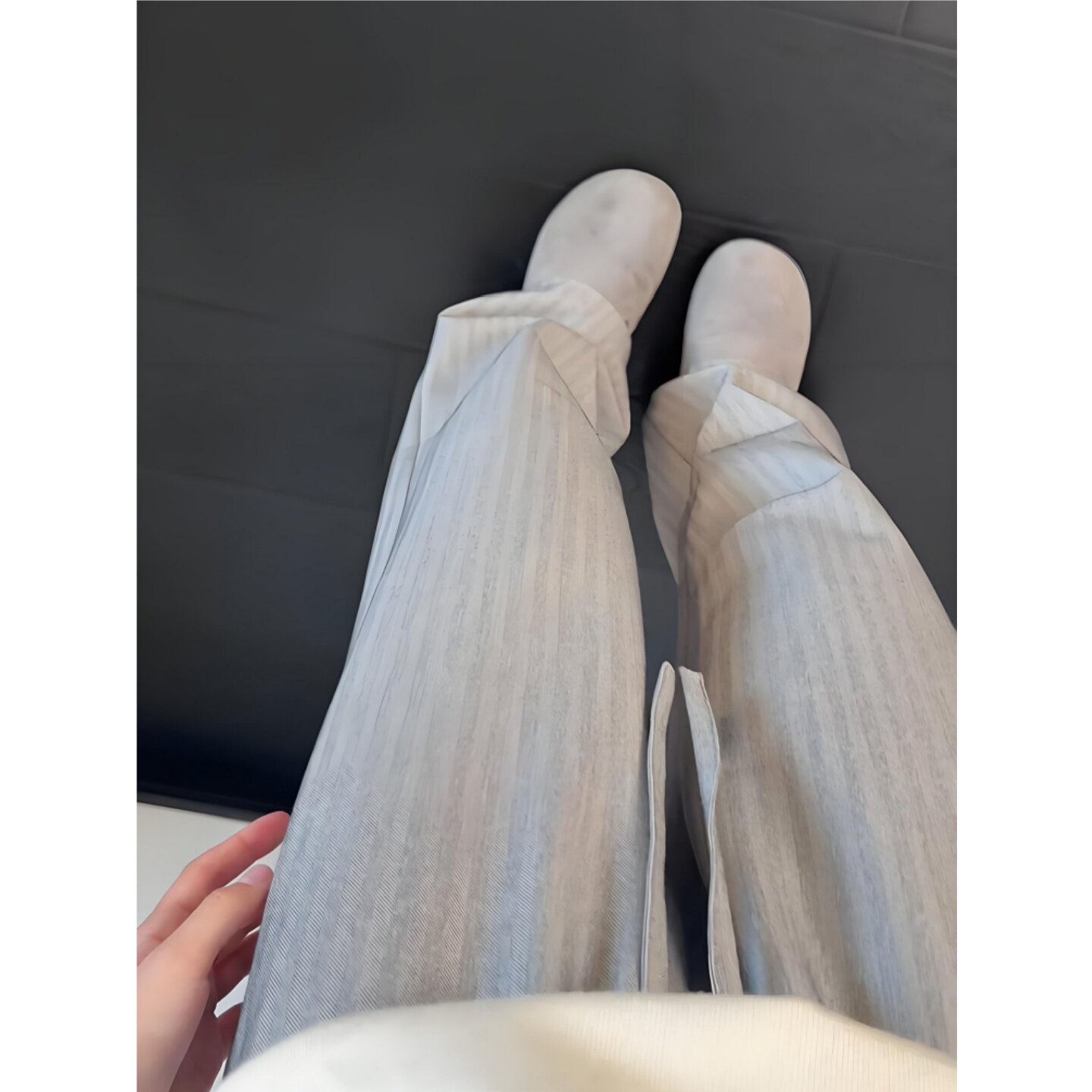 老钱风条纹休闲裤男夏季垂感宽松bf慵懒风裤子美式复古阔腿直筒裤