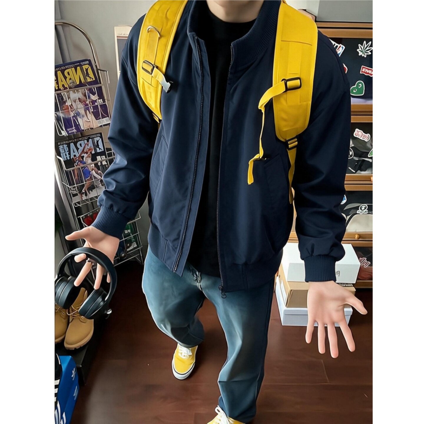 藏青立领飞行员夹克男三防秋款图片