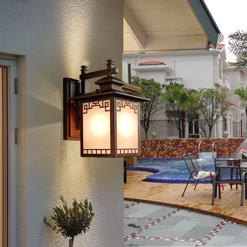 别墅大门壁灯室外防水阳光房黑色壁灯户外阳台亮度高中式壁灯