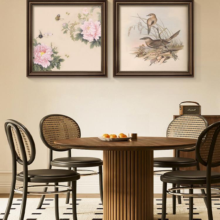 法式中古风挂画餐厅装饰画线稿素描复古油画小众艺术组合饭厅壁画图片