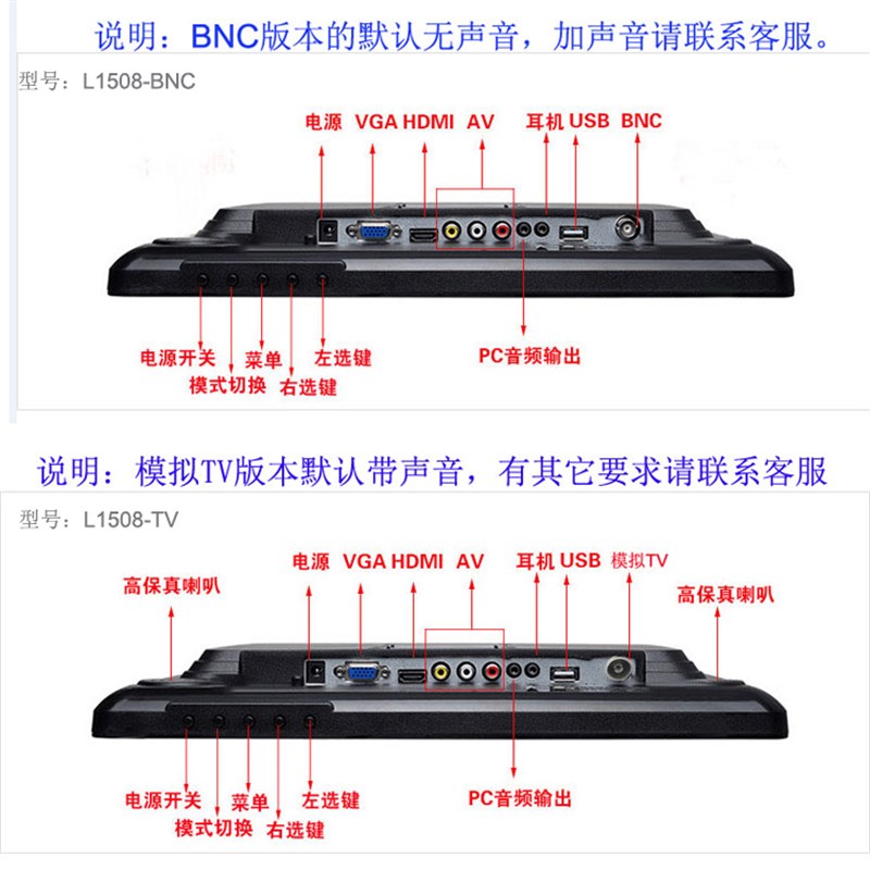 高清15寸监控/电脑显示器17寸液晶监视器19寸工业屏小电视正屏幕