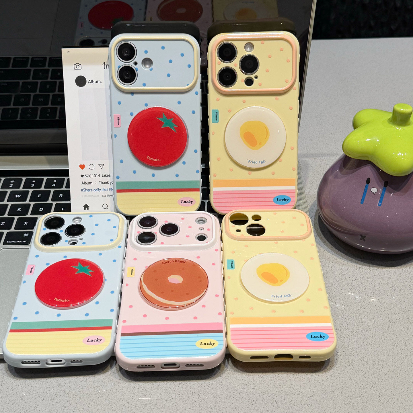 美食番茄鸡蛋贴件新款适用苹果18pro手机壳iPhone17max14小米15华为mate80pura90K90reno16荣耀600x300findx8