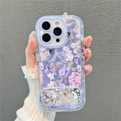 满屏喇叭花朵小鸟新款适用苹果16Pro手机壳iPhone14max小米15华为mate70p60K50荣耀200vivox100nova13Magic5