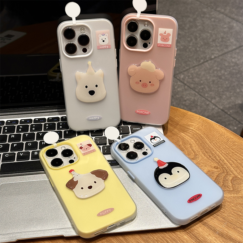 情侣可爱帽子动物贴件适用苹果16Pro手机壳iPhone14max小米15华为mate70pura80k60opporeno13荣耀300x200s20