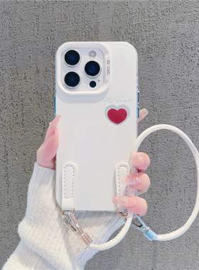 简约红色爱心英文适用苹果16pro手机壳iPhone15max小米14华为mate70pura80k60荣耀x100nova13reno12一加ace3