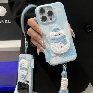 冬日刺绣围脖雪人新款 适用苹果17Pro手机壳iPhone16max13小米15华为mate80pura70k80note14荣耀400x300findx9