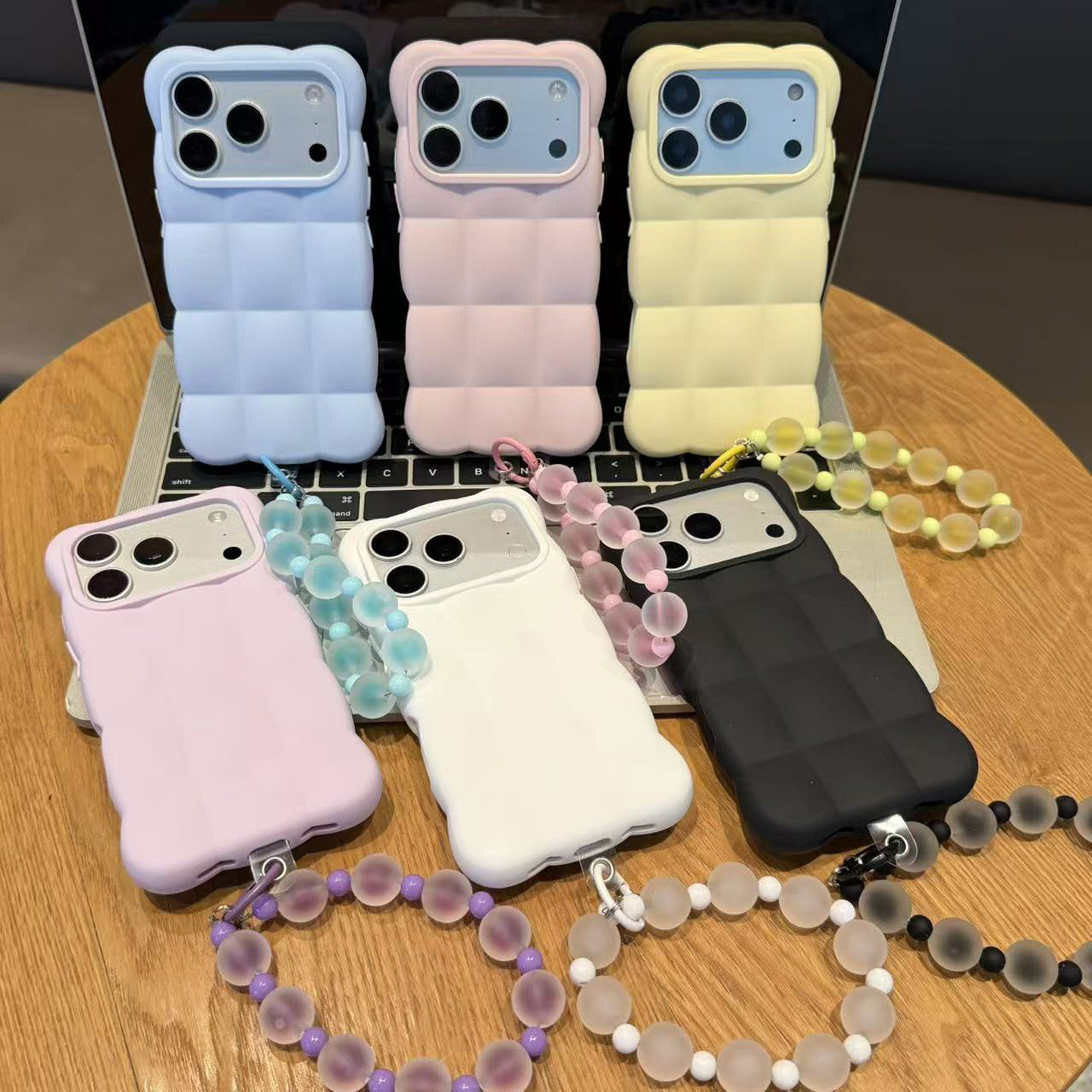 ins风多巴胺云朵方块珠链适用iphone17promax手机壳苹果16pro巨好看18小众网红15pro创意14男女款13保护软套
