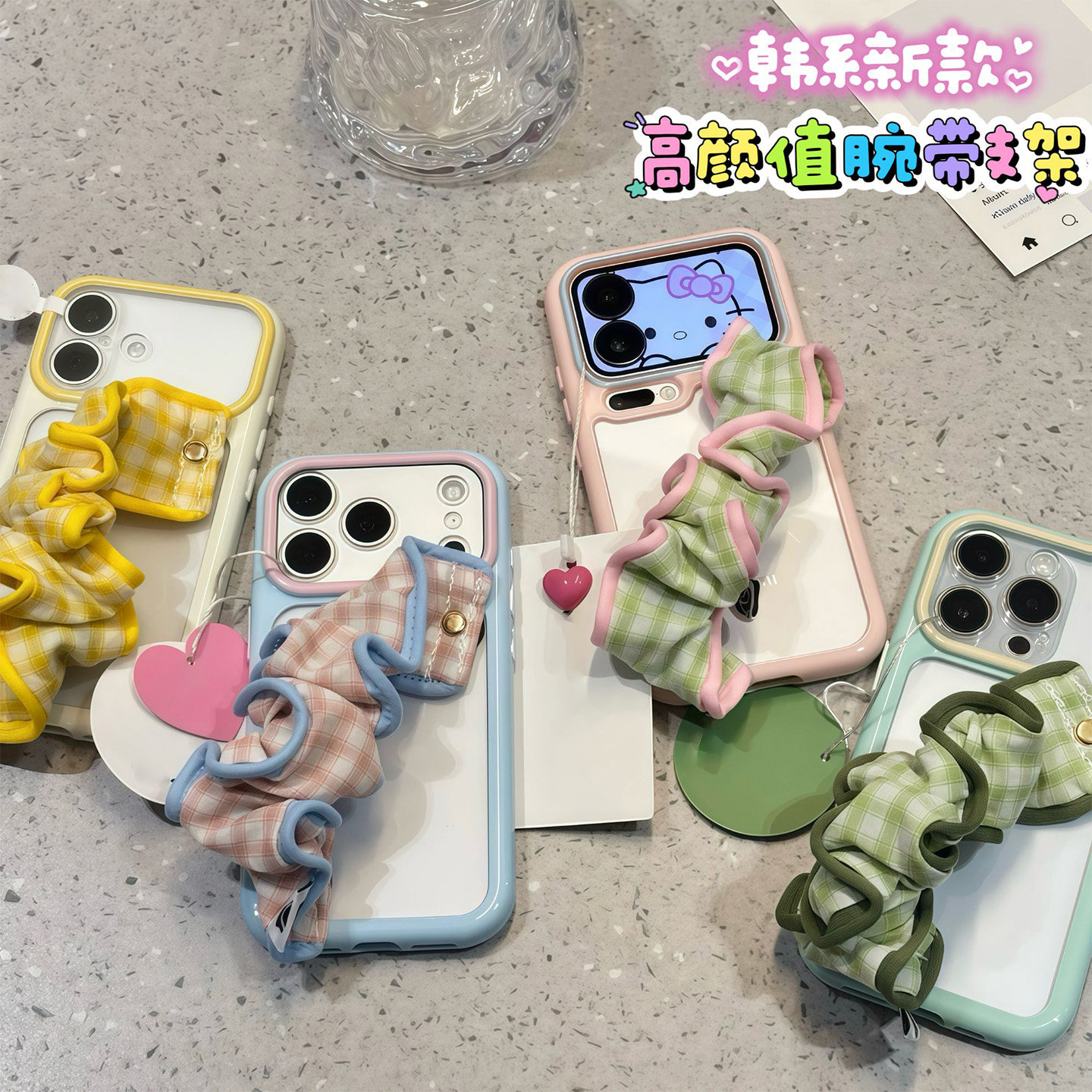 韩系闺蜜款腕带支架适用苹果17promax手机壳iPhone18pro小米15华为mate80pura90K100reno16荣耀600x200findx8