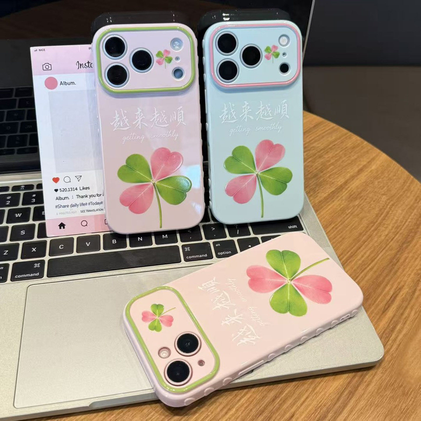 小清新简约幸运草适用苹果17promax手机壳iPhone16pro小米17华为mate80pura80K90reno15y300x200nova14iqoo10