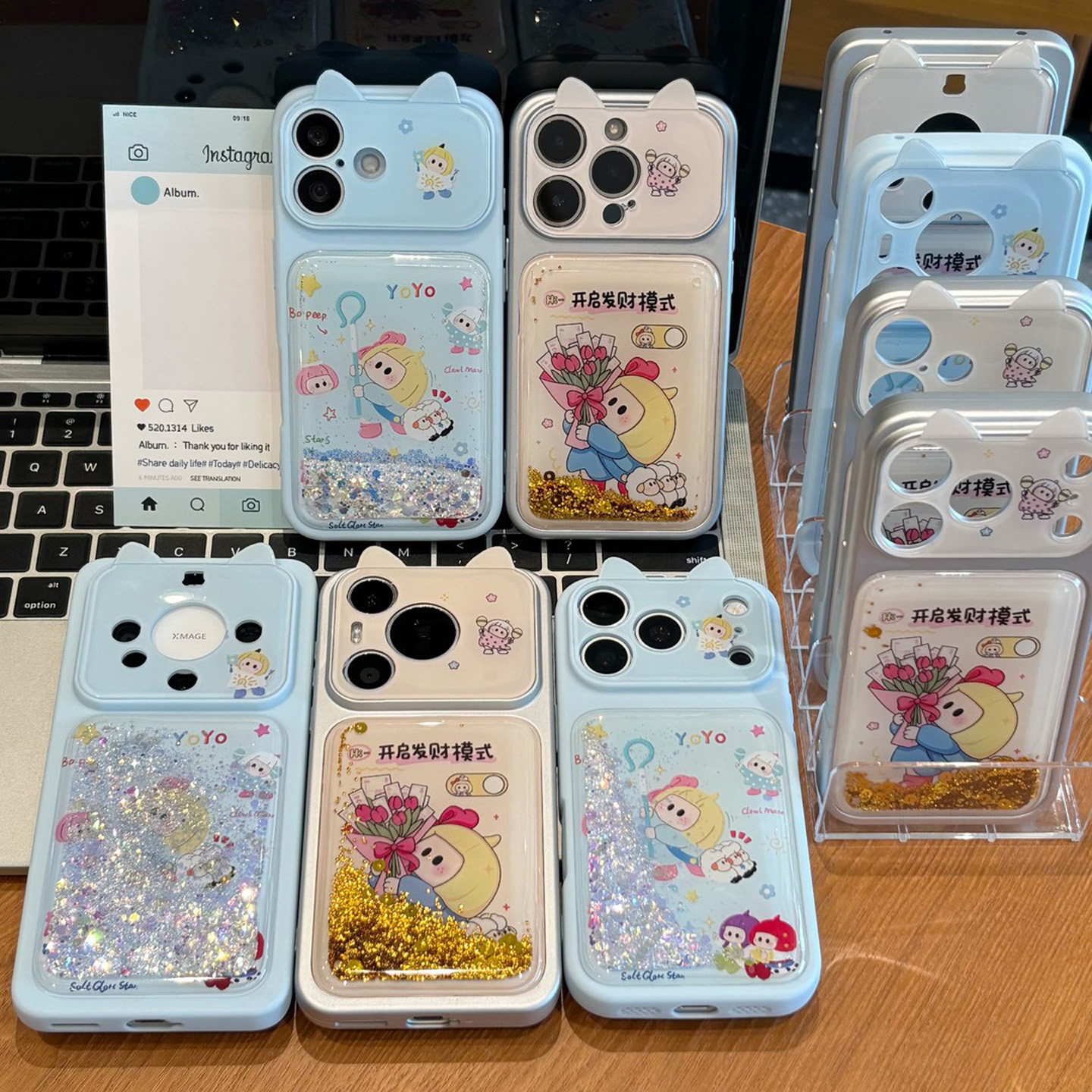 可爱女孩流沙猫耳朵适用苹果18pro手机壳iPhone17max16小米15华为mate80pura80K90nova14iqoo13荣耀500x300s
