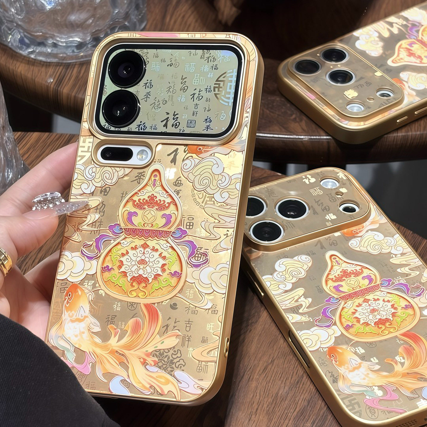锦鲤金葫芦百福图新款适用苹果18pro手机壳iPhone17max16小米18华为mate80pura80K90reno14荣耀600x300一加15
