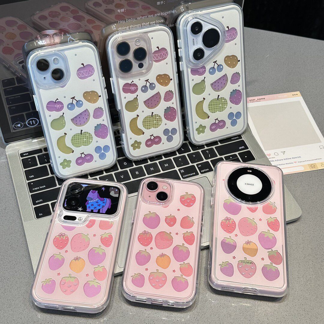 镂空草莓水果新款适用苹果17Pro手机壳iPhone16max小米17华为mate80pura70k90reno15nova14荣耀500x300magic7