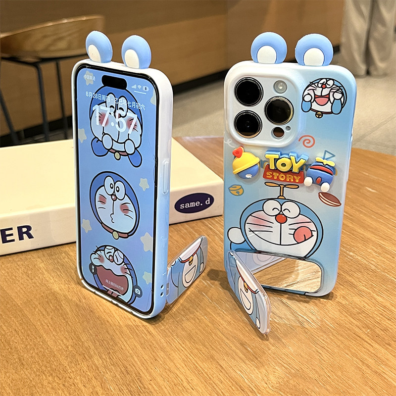 可爱哆啦公仔支架新款适用苹果17Pro手机壳iPhone16max13小米15华为mate70pura80k60nova14荣耀400x100iqoo13