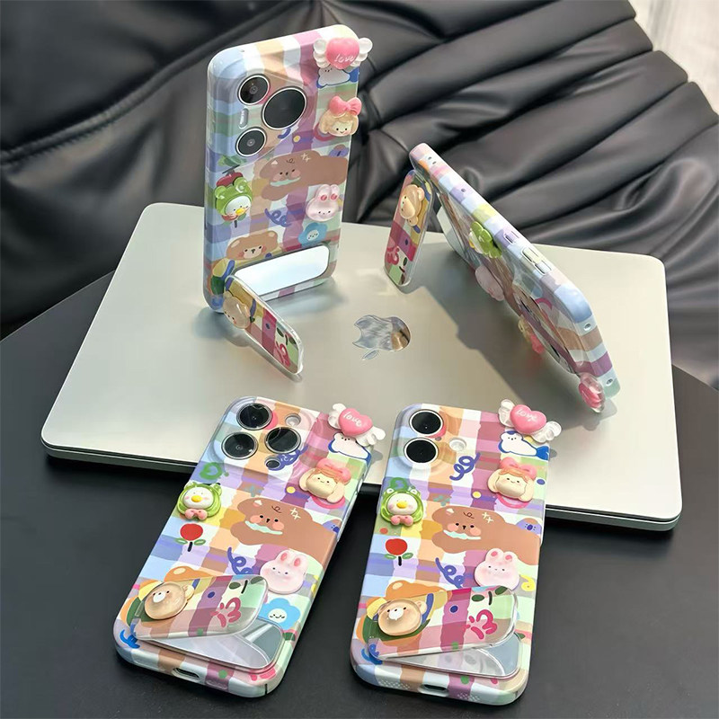 背带小熊贴件支架新款适用苹果17promax手机壳iPhone16pro小米15华为mate70pura80k60reno14荣耀100note13s30