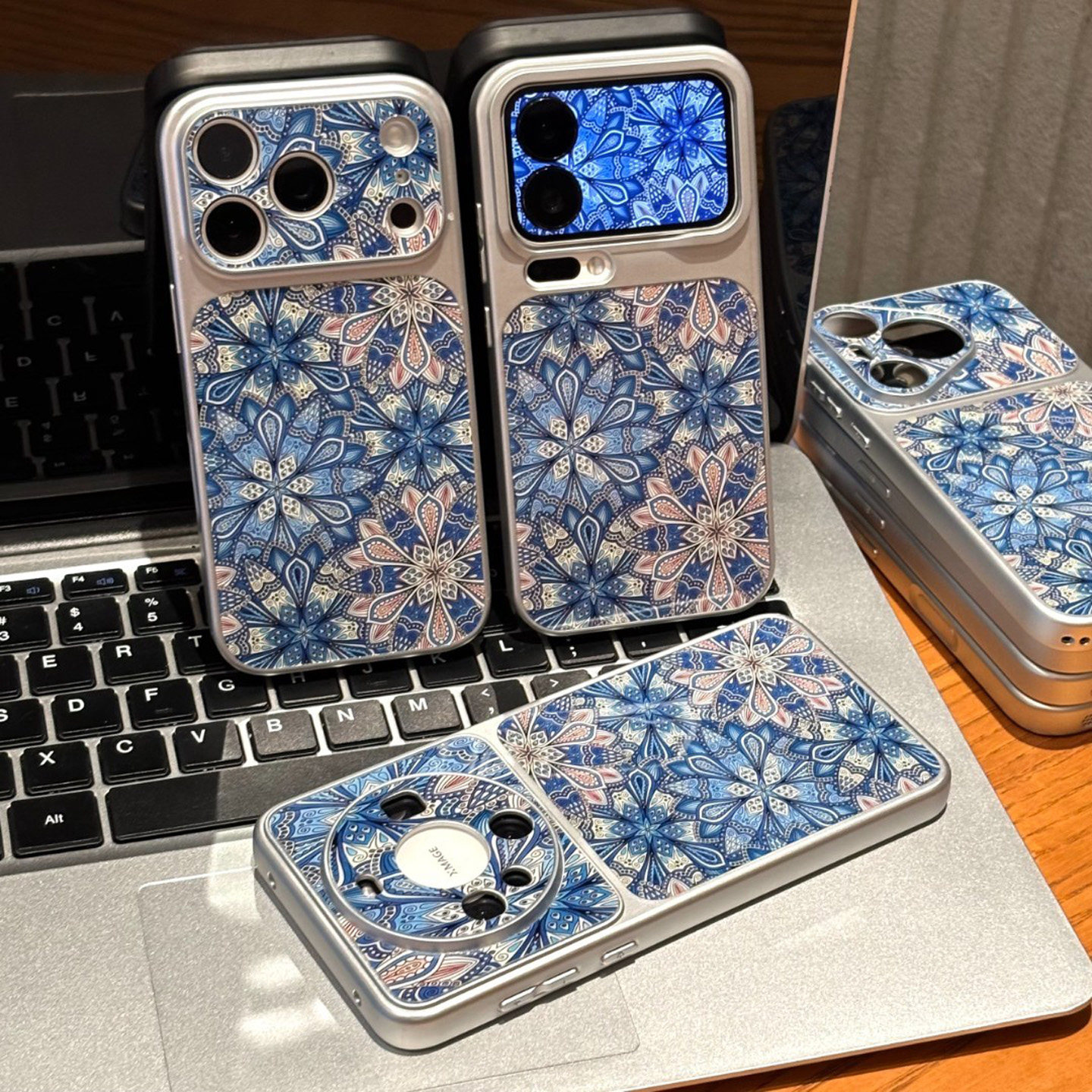 蓝色曼陀罗新款适用苹果17promax手机壳iPhone18pro16小米18华为mate80pura90K70note15荣耀600x200magic8s50
