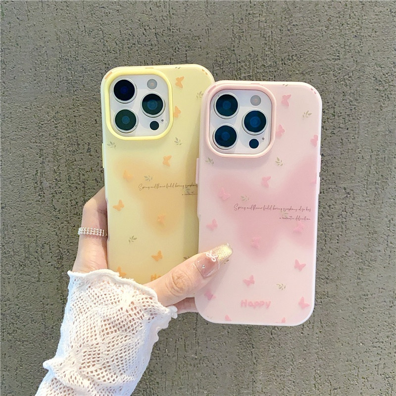 英文蝴蝶果冻壳新款适用苹果16pro手机壳iPhone15max小米14华为mate60K80荣耀x200reno13nova12vivos20note11