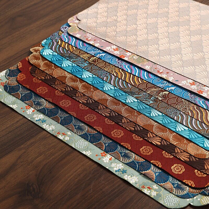 复古中式锦缎人垫防水隔热垫桌旗加厚面干泡茶道零配