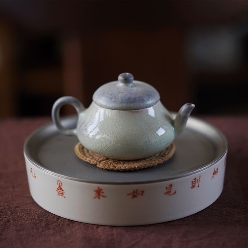元无 心幽 手绘陶瓷 锡盖壶承干泡台建水定制 功夫茶具配件免邮